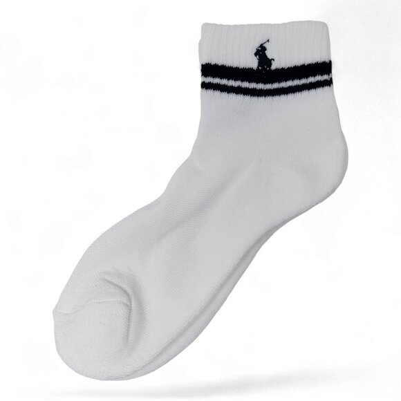 Polo Ralph Lauren Women's 6 Pair Quarter Ankle Socks White Black SpellOut Pony 4 - Picture 7 of 8